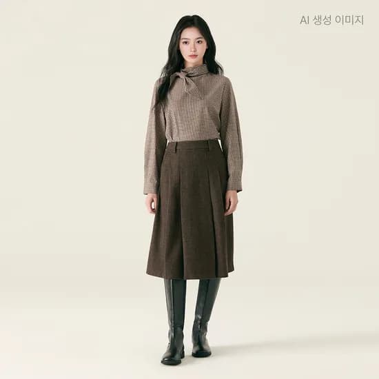 로엠 체크 미디플리츠 스커트 RMWHG11RT1