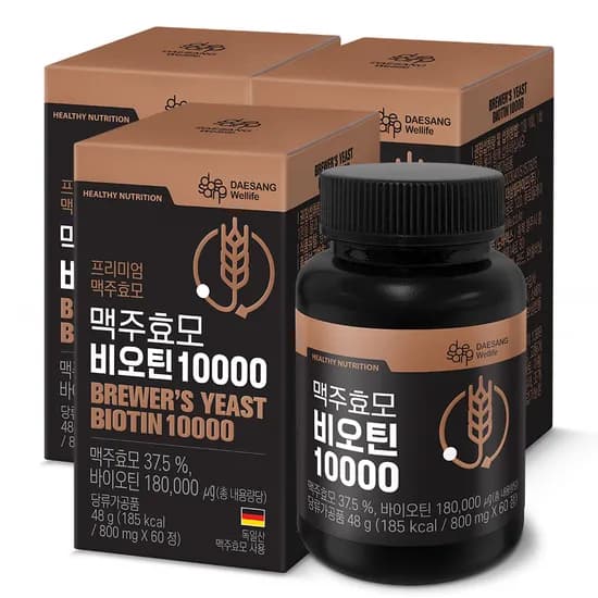 웰라이프 맥주효모 비오틴 10000 60정, 3개