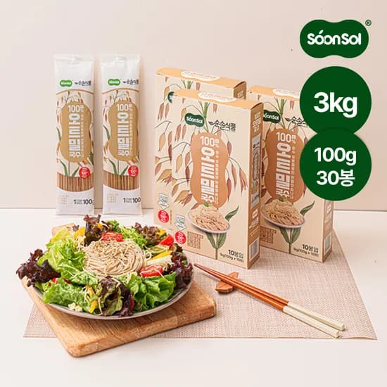 순솔 오트밀면 100% 순 오트밀 국수 면 1kg, 3개