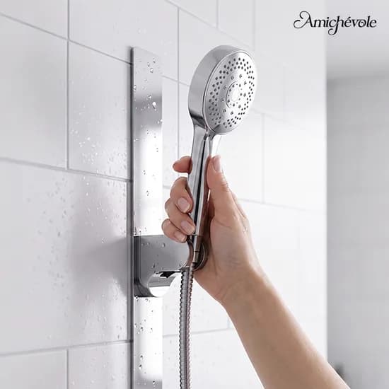 아미체볼레 샤워기거치대 무타공 각도조절 홀더 스텐 헤드 접착식 욕실 화장실 걸이 흡착식