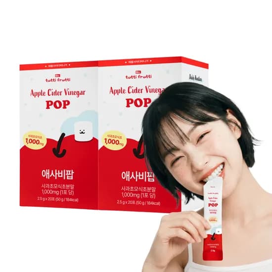 뚜띠프루티 애사비 씹어먹는 애플사이다비니거 알약 캔디 스틱 20포, 2개