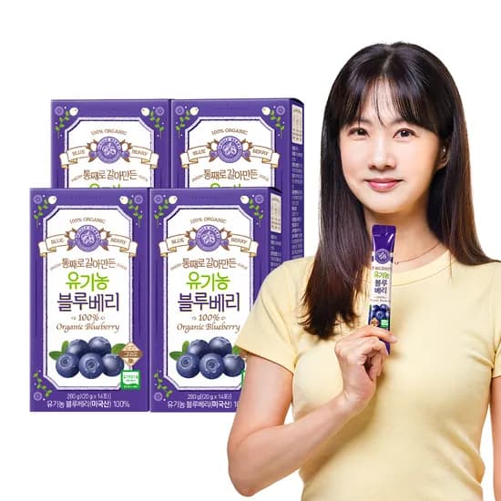 홀베리 통째로 갈아만든 유기농 블루베리 과육이 느껴지는 리얼 블루베리 14포, 4개