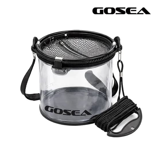 GOSEA 원형 투명 두레박 물고기 살림통 갯바위 물통 18cm