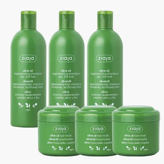 지아자 올리브 내추럴 헤어 3+3 2종 세트 (샴푸 400ml 3통+마스크팩 200ml 3통)