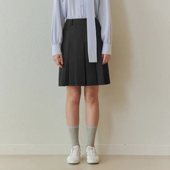 베이직 플리츠 스커트 BASIC PLEATED SKIRT / CHARCOAL