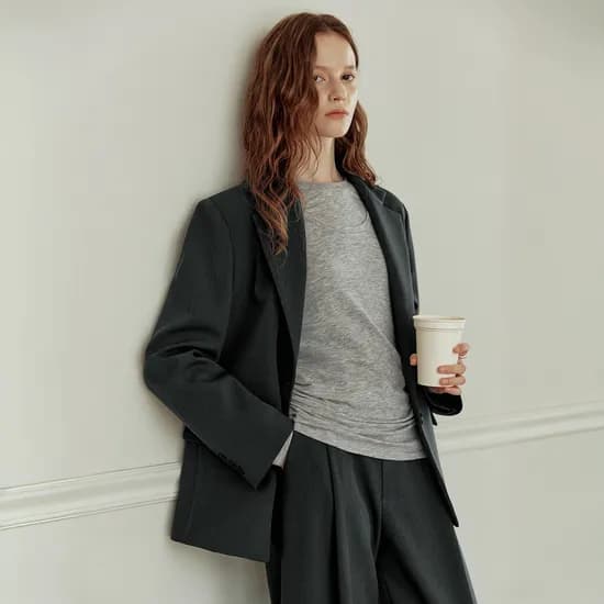 베이직 블레이저 자켓 BASIC BLAZER JACKET / CHARCOAL
