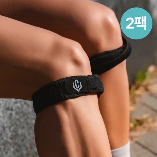 셀버린 무릎스트랩 슬림 관절 연골 슬개골 슬개건 스포츠 보호대 러닝 등산 블랙, L/XL 2팩
