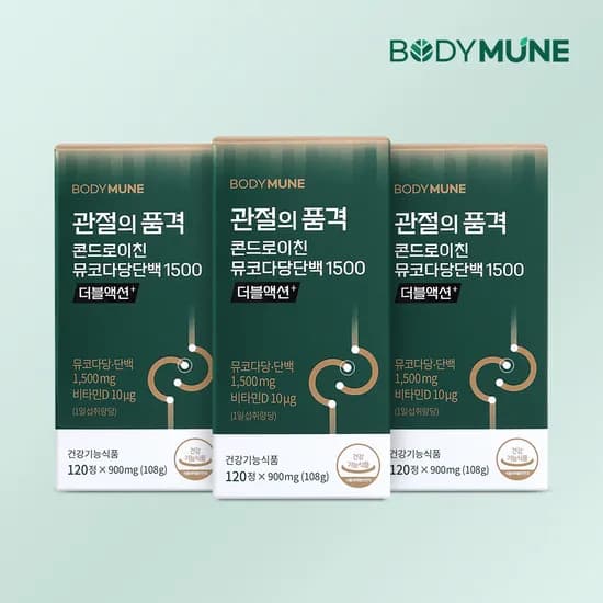 관절의 품격 콘드로이친 뮤코다당단백 1500 (1개월분) 커큐민 소연골 120정, 3개