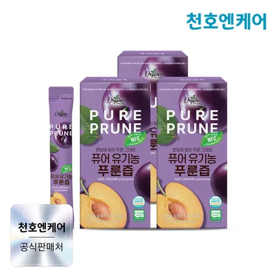 천호엔케어 퓨어 유기농 푸룬 100% NFC 푸룬주스 14포, 3개
