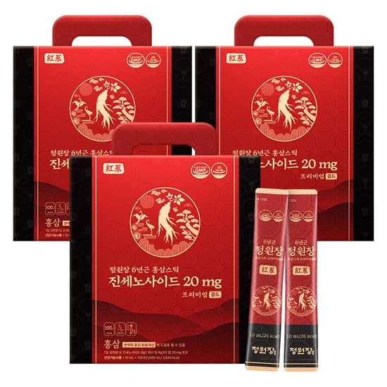 정원장 6년근 홍삼 스틱 프리미엄 골드 진세노이드액 1kg 3개