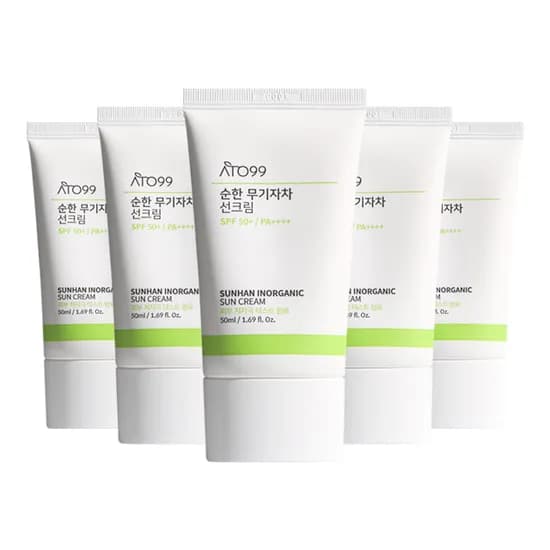 아토99 순한 무기자차 선크림 눈시림자극 백탁없는 톤업 썬크림 SPF50 50ml, 5개