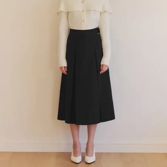 벨트 플리츠 스커트 BELTED PLEATS SKIRT / BLACK