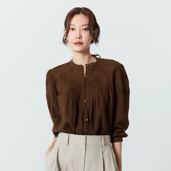 더엣지 썸머 아사면 레이스 블라우스