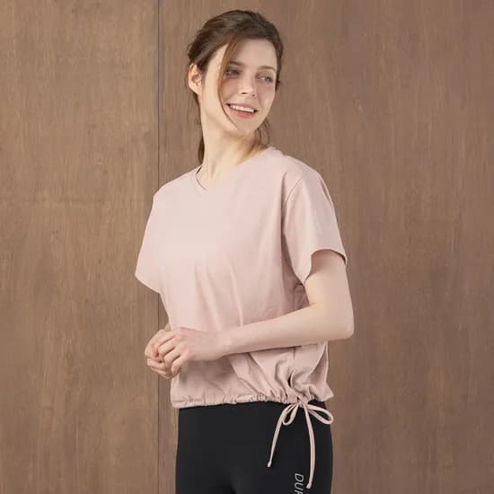 뒤란 소로나 투웨이 세미 크롭 티셔츠 3099 핏 여성 여름 반팔티 요가 운동