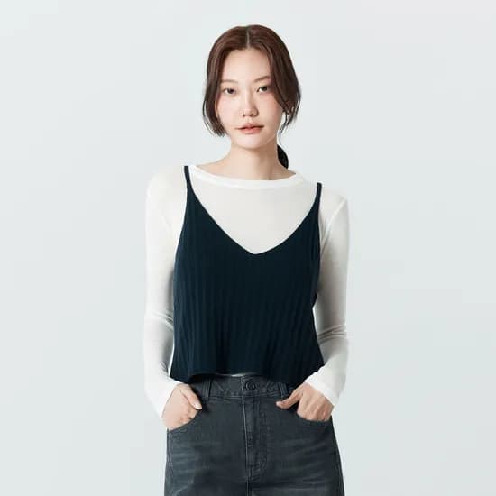 더엣지 폭스울 블랜디드 뷔스티에 네이비