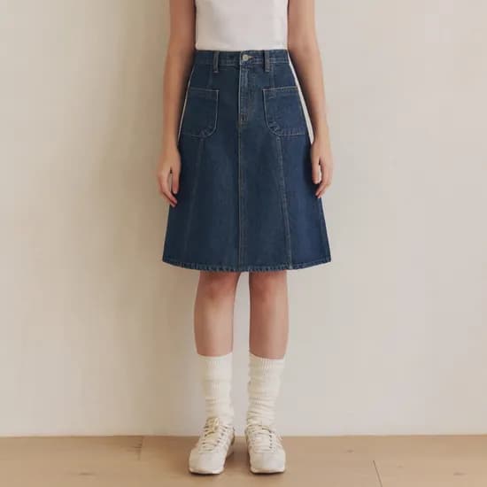 미디 플레어 데님 스커트 MIDI FLARE DENIM SKIRT / INDIGO