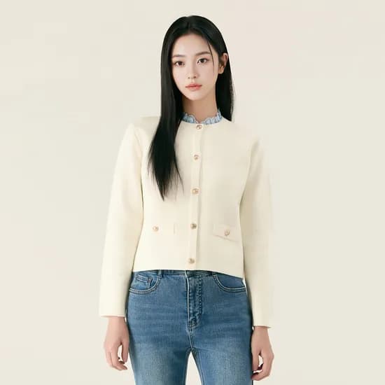 로엠 프릴 배색 가디건 RMCKG23ST1