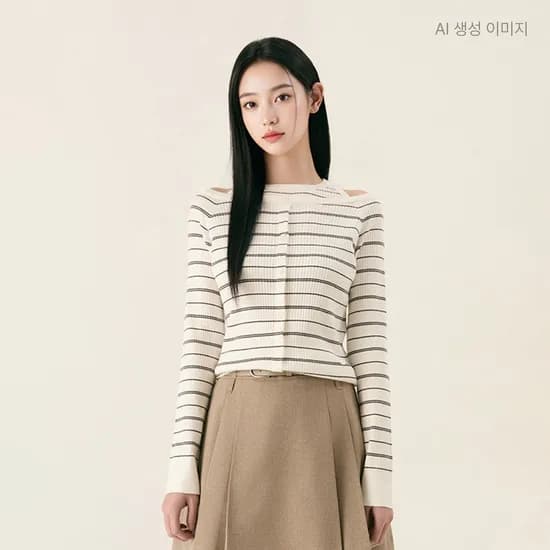 로엠 스트라이프 컷아웃 풀오버 RMKAG23R13