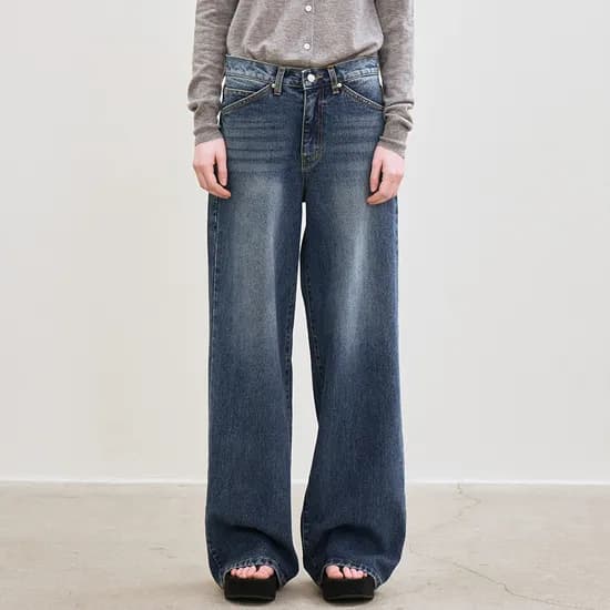wide-fit denim pants (blue)