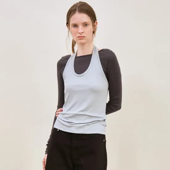 ribbed halter top (sky blue)