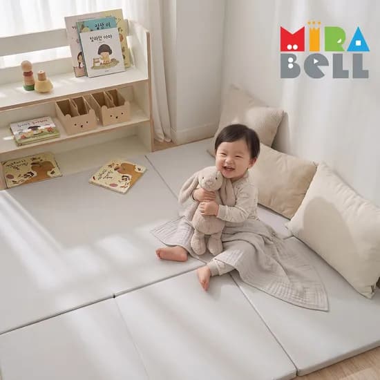미라벨 카라 실리콘 아기 유아 층간소음 거실 놀이방 3단 폴더매트 85x138 그레이