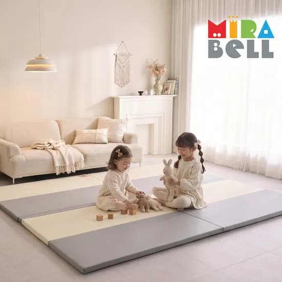 미라벨 카라 실리콘 아기 유아 층간소음 놀이방 5단 노틈새매트 120X160 베이지그레이