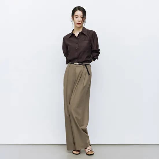 더엣지 26SS 스퀘어 벨티드 투턱팬츠 (벨트구성)