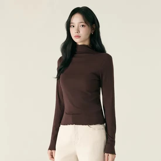 로엠 기모 물결 반하이넥 티셔츠 RMLWG11R02