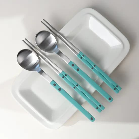 보겐 쌍띠에 수저세트 2인 기본형 민트블루
