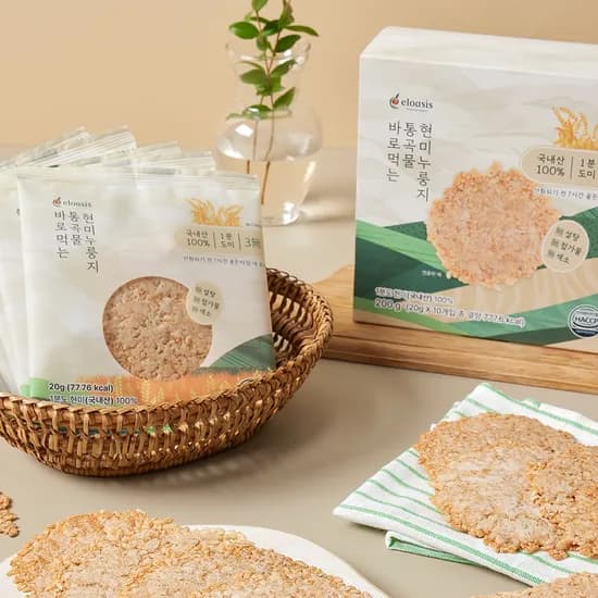 바로먹는 한끼 현미 누룽지 통곡물 다이어트 식사 아침대용 20g, 10개 200g, 2개