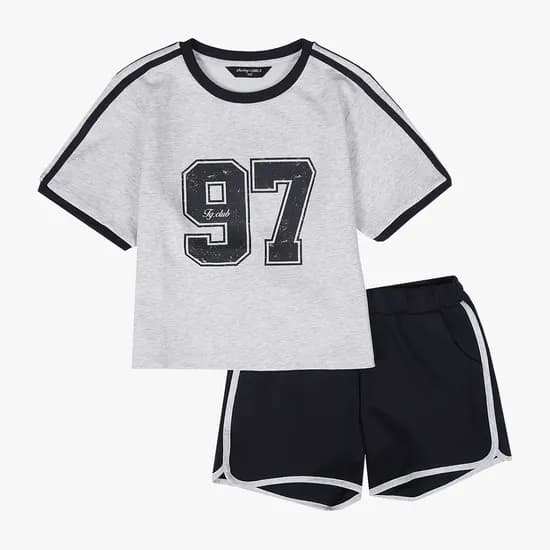 더데이걸 소매 두줄 반팔 셋업 TGMS26303 19,900원