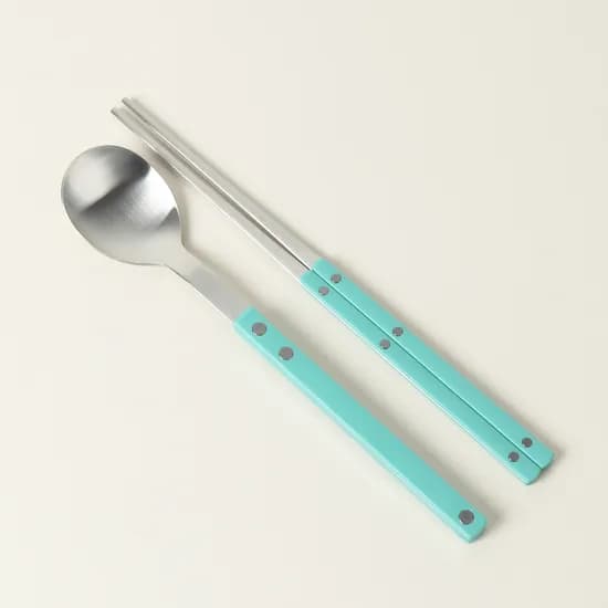 집들이선물 보겐 쌍띠에 수저세트 1인 기본형, 민트블루