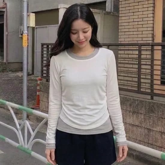 로엠 셔링 레이어드 티셔츠 RMLWG24RTB