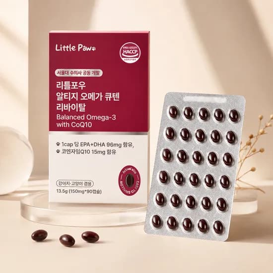 리틀포우 강아지 심장영양제 알티지 오메가 코큐텐 코엔자임 Q10 150mg 90ea