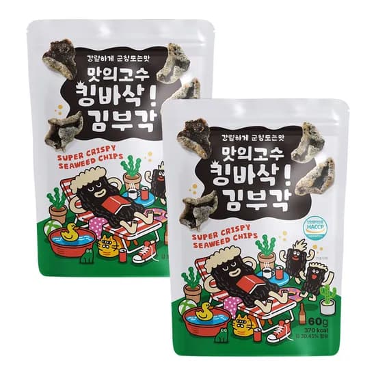 킹바삭 찹쌀 김부각 주전부리 맥주안주 김과자 김스낵 건강간식 60g 1+1 외 5종