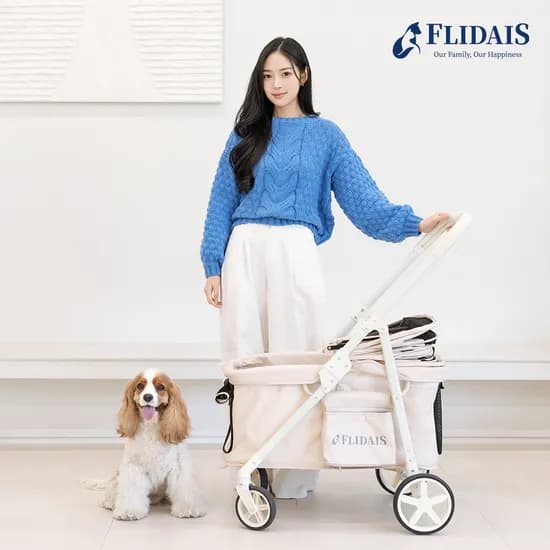 플리다스 반려견 유모차 모던 원터치 다견 중형견 저상형 알루미늄 방수원단