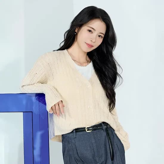 더엣지 프렌치 린넨혼방 디스트로이드 가디건