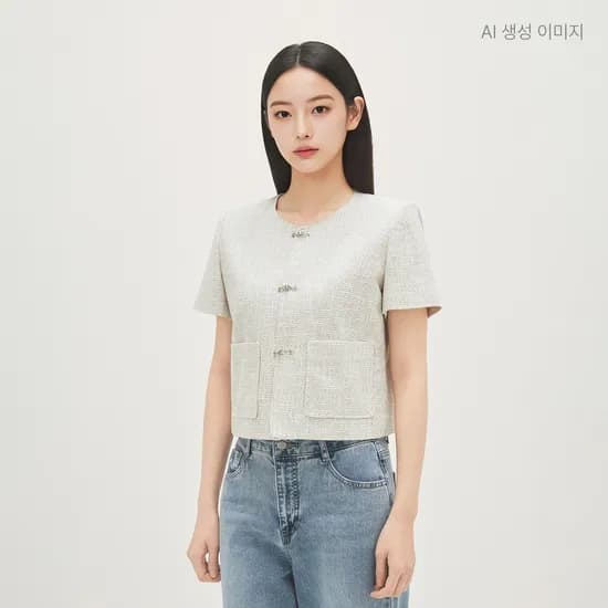 로엠 금속장식 칼라리스 반팔자켓 RMJKG25R14