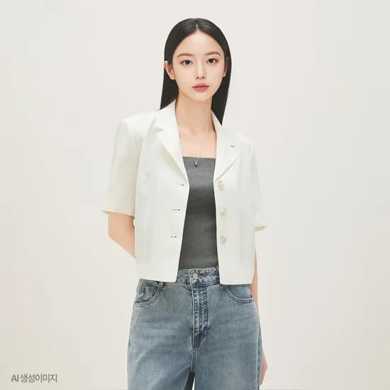 로엠 린넨라이크 크롭 반팔자켓 RMJKG25R12