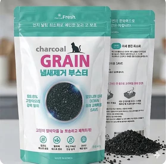 고양이 화장실 탈취 참숯 냄새제거 차콜프레시 그레인 40g, 5개