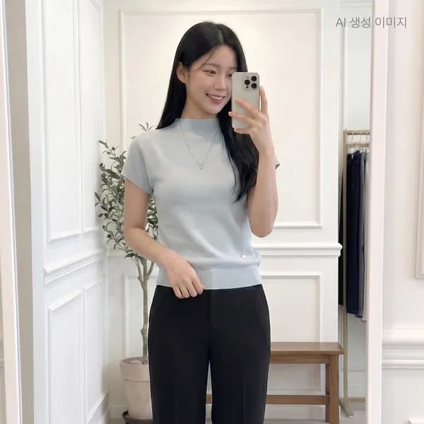 로엠 캡소매 모크넥 니트 RMKAG25R13 22,110원