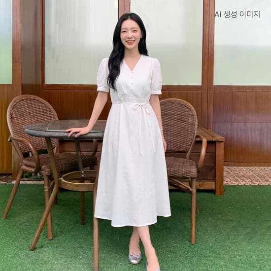로엠 코튼 아일렛 롱 원피스 RMOWG25R14