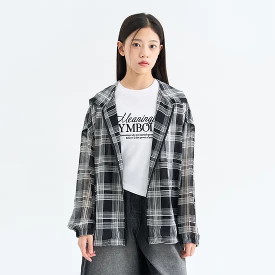 더데이걸 쿨 체크 후드 집업 TGBW26S02
