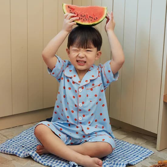 코튼라이크 토미 여름 반팔 카라 키즈 잠옷 세트
