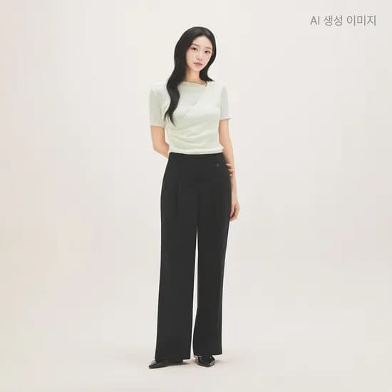 로엠 올데이 원턱 와이드 밴딩슬랙스(숏ver.) RMTWG25R11