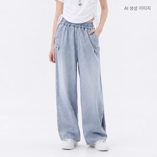 더데이걸 사이드 스냅 와이드 데님팬츠 TGTJ26401