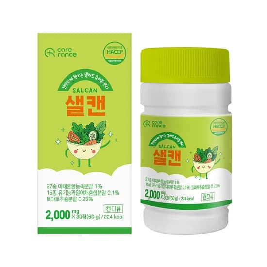 케어란스 식이섬유 샐러드 츄어블 캔디 사과맛 샐캔 30정 6개