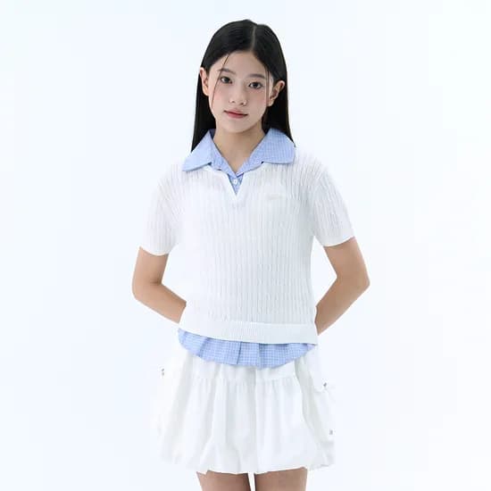 더데이걸 셔츠 일체형 레이어드 니트 스웨터 TGRA26501