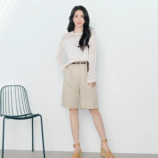 더엣지 프렌치 린넨100 버뮤다 팬츠(+벨트)