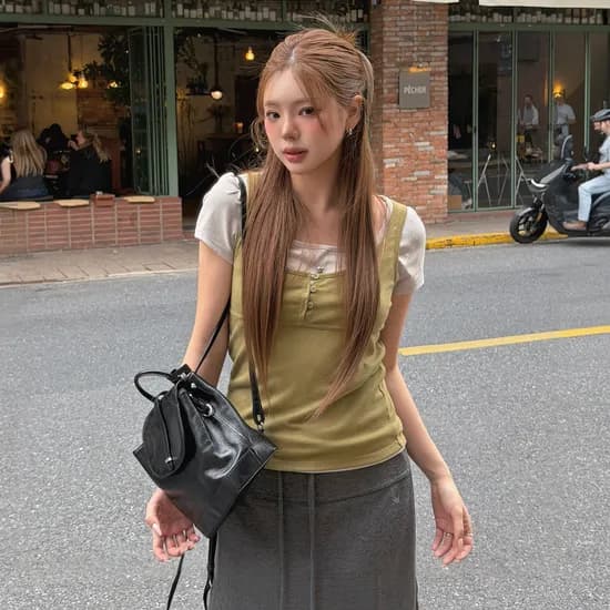 로엠 레이어드 반팔 티셔츠 RMHWG26YT4